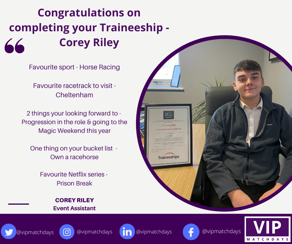 Corey Riley completes his traineeship