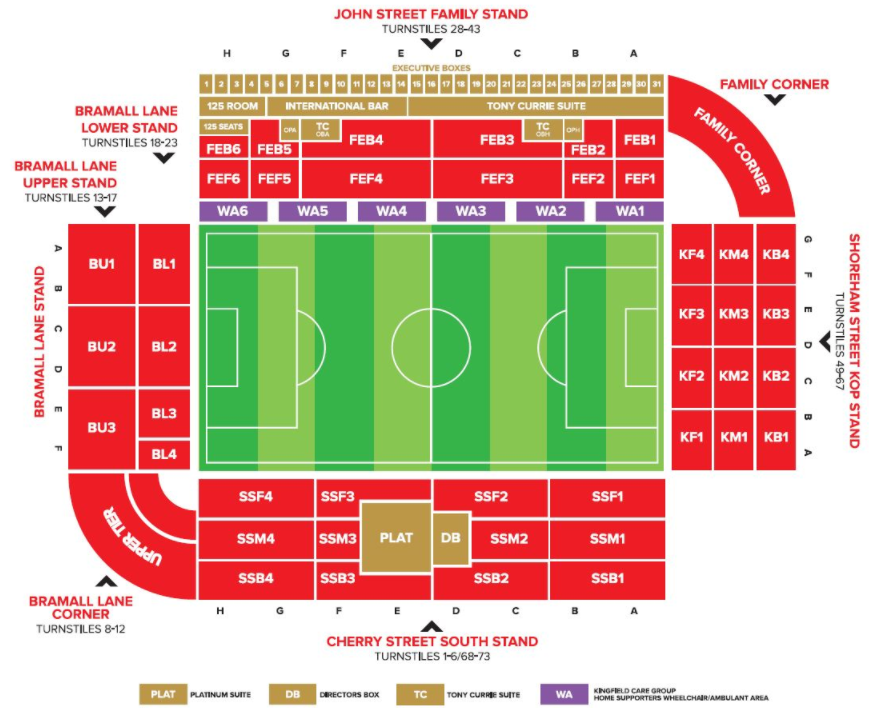 Sheffield Utd Stadium Map