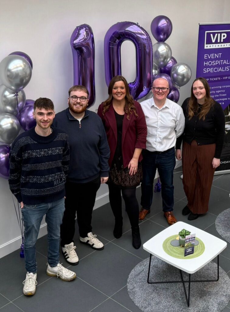 Members of the VIP Matchdays team celebrating the companies 10th birthday. To celebrate, VIP Matchdays has introduced the '10 Club Pledge' to support grassroots sports in East Yorkshire