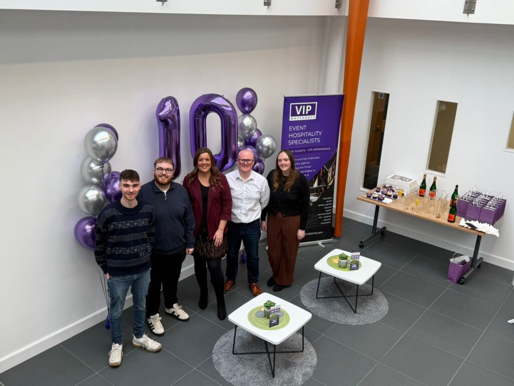 Members of the VIP Matchdays team celebrating the companies 10th birthday. To celebrate, VIP Matchdays has introduced the '10 Club Pledge' to support grassroots sports in East Yorkshire