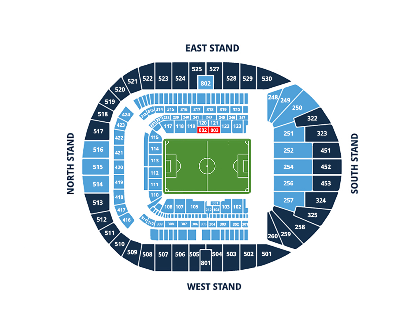 East Premium Seats | Tottenham Hotspur Hospitality | Seating Plan Blocks 002/003 East Premium Seats | Tottenham Hotspur Hospitality | Seating Plan Blocks 002/003