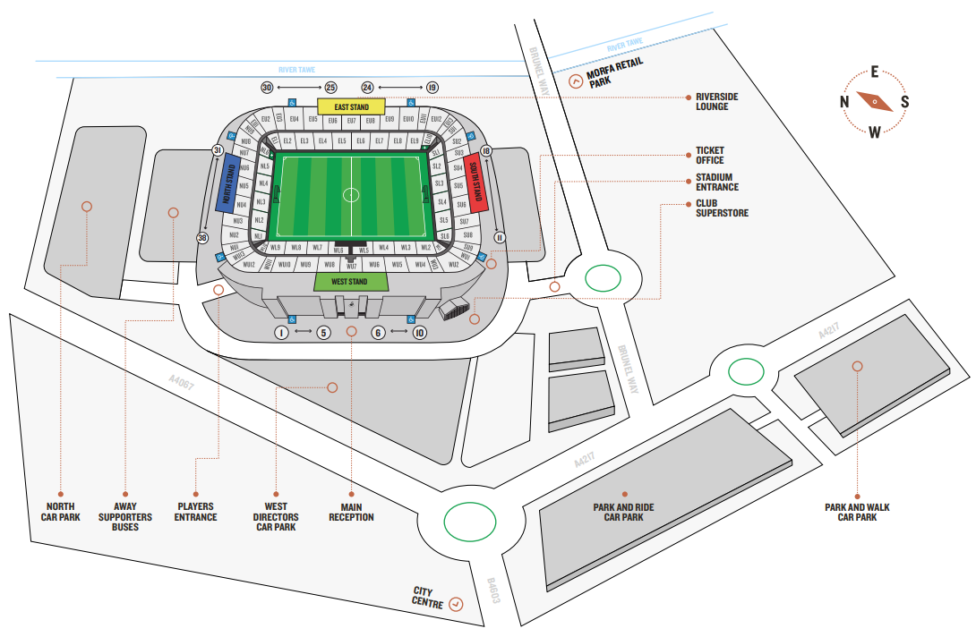 Swansea.com Stadium Map Swansea.com Stadium Map